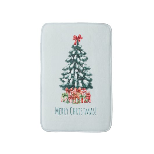 Elegant Snowy Christmas Tree Badmat (Voorkant Verticaal)