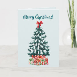 Elegant Snowy Christmas Tree Mint Green Kaart
