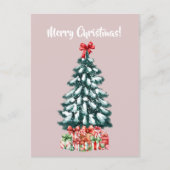Elegant Snowy Christmas Tree Postcard Briefkaart (Voorkant)
