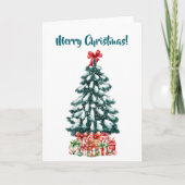 Elegant Snowy Christmas Tree White Kaart (Voorkant)