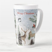 Elegant Snowy Winter Wonderland Red Kardinaal Latte Mok (Rechterhoek)