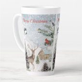 Elegant Snowy Winter Wonderland Red Kardinaal Latte Mok (Linkerhoek)