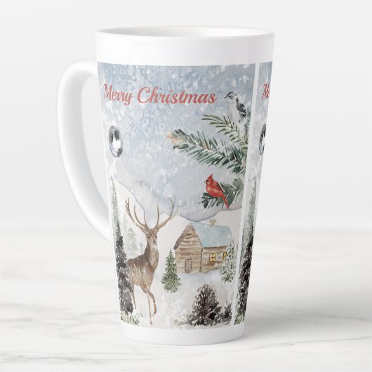 Elegant Snowy Winter Wonderland Red Kardinaal Latte Mok (Linkerhoek)