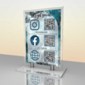 Elegant sociaal mediabord met QR-code tafelkaart Kaart