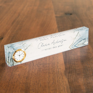 Elegant Soft Abstract Waterverf Blue Gold Beachy Naambordje