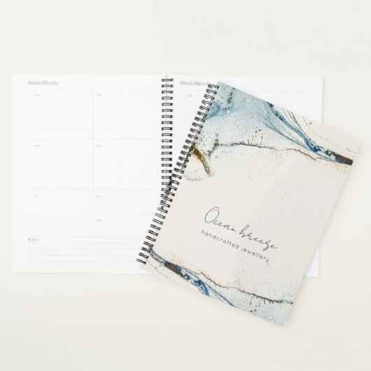 Elegant Soft Abstract Waterverf Blue Gold Beachy Planner (Display)