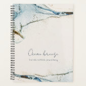 Elegant Soft Abstract Waterverf Blue Gold Beachy Planner (Voorkant)