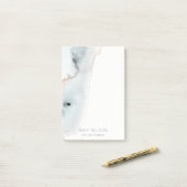 Elegant Soft Aqua Blue Gold Waterverf Beachy Post-it® Notes (Op bureau)