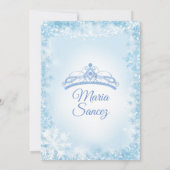 Elegant Soft Blue & String Light Mis Quince uitnod Kaart (Achterkant)