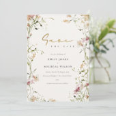 Elegant Soft Blush Green Red Meadow Waterverf Save The Date (Staand voorkant)