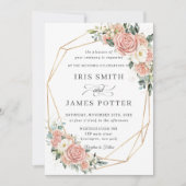 Elegant Soft Blush Ivory Floral Wedding Geometric Kaart (Voorkant)