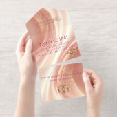 Elegant Soft Blush Wedding Invitation All In One Uitnodiging (Uittrekbaar)