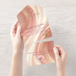 Elegant Soft Blush Wedding Invitation All In One Uitnodiging