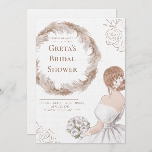 Elegant Soft Bridal Shower Invite Kaart (Voorkant / Achterkant)