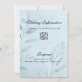 Elegant Soft Cool Blue Botanical Script Wedding  Kaart (Achterkant)