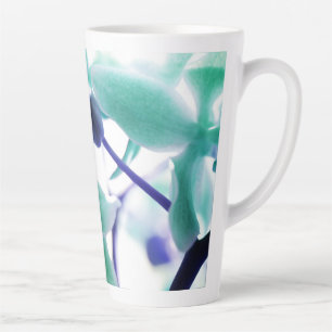 Elegant Soft Green Blue Orchid Print Latte Mok
