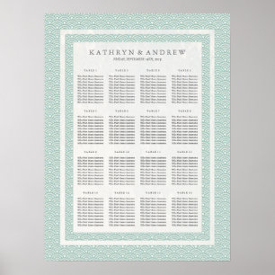 Elegant Soft Green Seigaiha Wedding Seding Chart Poster