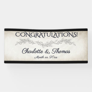Elegant Soft Leaves Script Weddenschap Spandoek