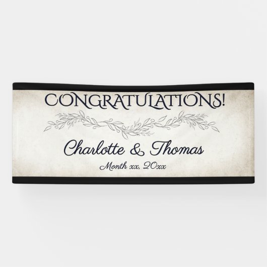 Elegant Soft Leaves Script Weddenschap Spandoek (Horizontaal)