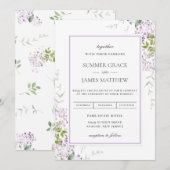 Elegant Soft Lila Paars Floral Greenery Wedding  Kaart (Voorkant / Achterkant)