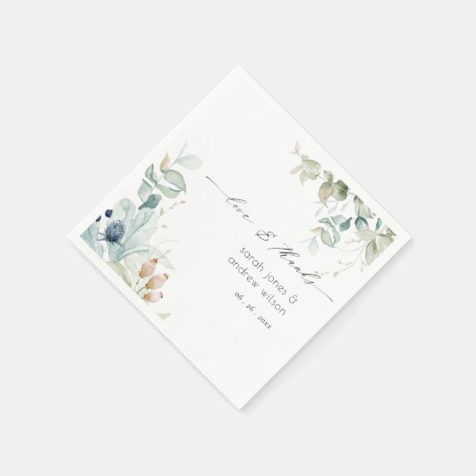 Elegant Soft Pastel Blue Green Foliage Weddenschap Servet (Hoek)