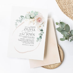 Elegant Soft Pastel Flowers Boho Botanical Wedding Kaart