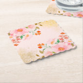 Elegant Soft Pastel Flowers with Gold Texture  Kartonnen Onderzetters (Gebogen)