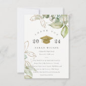 Elegant Soft Pastel Gold Green Foliage Afstuderen Bedankkaart (Voorkant)