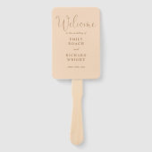Elegant Soft Perzik Script Trouwprogramma Handwaaier (Voorkant)