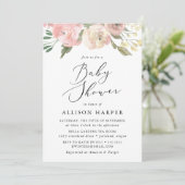 Elegant Soft Pink Floral Baby shower Kaart (Staand voorkant)
