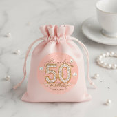 Elegant Soft Pink Gold Pearly 50th Birthday Ronde Sticker