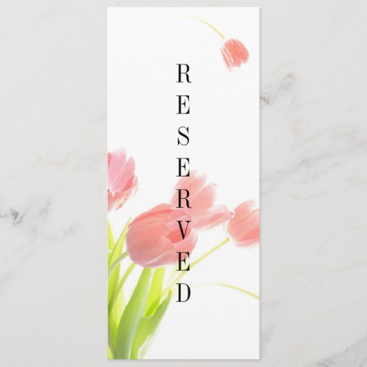 Elegant Soft Pink Tulips Reserved Sign Menu (Voorkant)