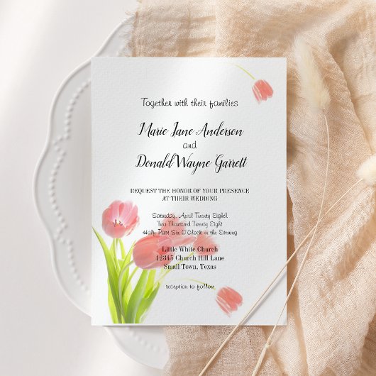 Elegant Soft Pink Tulips Uitnodiging