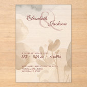 Elegant Soft Romantic Botanical Script Wedding Acryl Uitnodigingen (Voorkant)