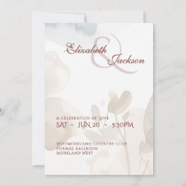 Elegant Soft Romantic Botanical Script Wedding  Kaart