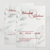 Elegant Soft Romantic Botanical Script Wedding Kaart (Voorkant / Achterkant)
