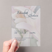 Elegant Soft Romantic Floral Lily Script Wedding Acryl Uitnodigingen (Insitu (Draagbaar))