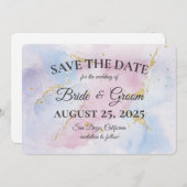 Elegant Soft Waterverf Save the Date Card Kaart (Voorkant / Achterkant)