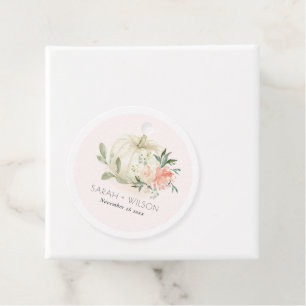 Elegant Soft White Pumpkin Blush Floral Wedding Bedankjes Labels
