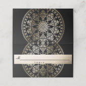 Élégant Solaire Mandala Mariage Nom Cartes de Plac (Extérieur déplié)