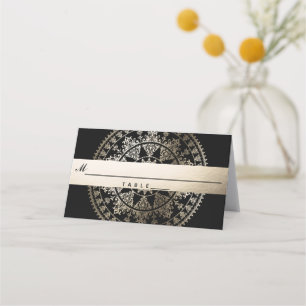Élégant Solaire Mandala Mariage Nom Cartes de Plac