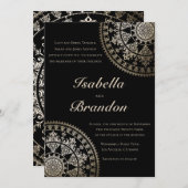 Elégant Solar Mandala Wedding Invitations Or (Devant / Derrière)