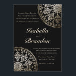 Elégant Solar Mandala Wedding Invitations Or<br><div class="desc">Élégant Solar Mandala Wedding Invitations Or. Mandala de motif damassé complexe avec fausse couche de feuille d'or. Vous pouvez changer la couleur de l'arrière - plan à ce que vous voulez. Vous pouvez également déplacer,  faire pivoter et redimensionner les mandala(s) comme vous le souhaitez.</div>