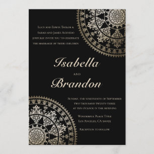 Elégant Solar Mandala Wedding Invitations Or
