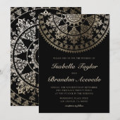 Elegant Solar Mandala Wedding Invitting Gold Kaart (Voorkant / Achterkant)