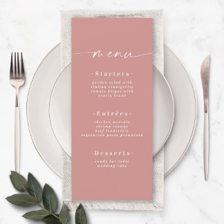 Elegant Solid Color Dusty Roos Pink Weddenschap Menu