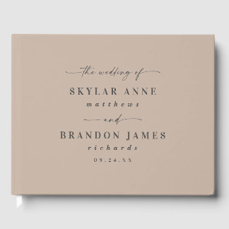 Elegant Solid Color Taupe Sand Beige Wedding Gastenboek