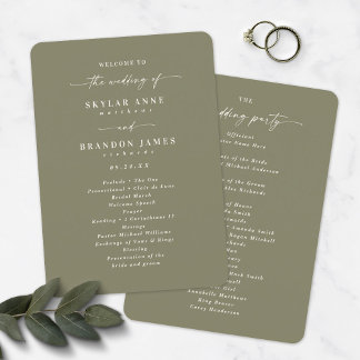 Elegant Solid Lily Green Wedding Ceremony Program Programma