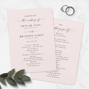 Elegant Solid Porcelain Pink Wedding Ceremony Programma