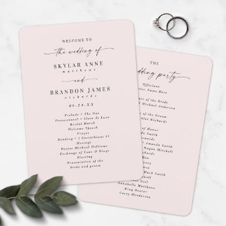 Elegant Solid Porcelain Pink Wedding Ceremony Programma